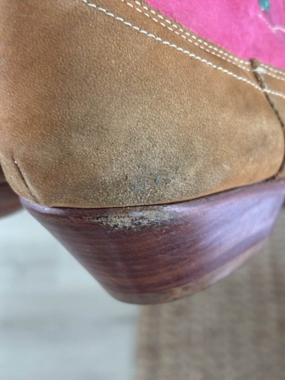 Festival Boho Short Boots Booties Suede Cowgirl Desert Rainbow Sz 9 Circles - Picture 15 of 16